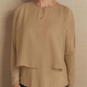 SOFT SURROUNDINGS - Reece Overlay Long Sleeve Beige Top Plus Size 3X EUC